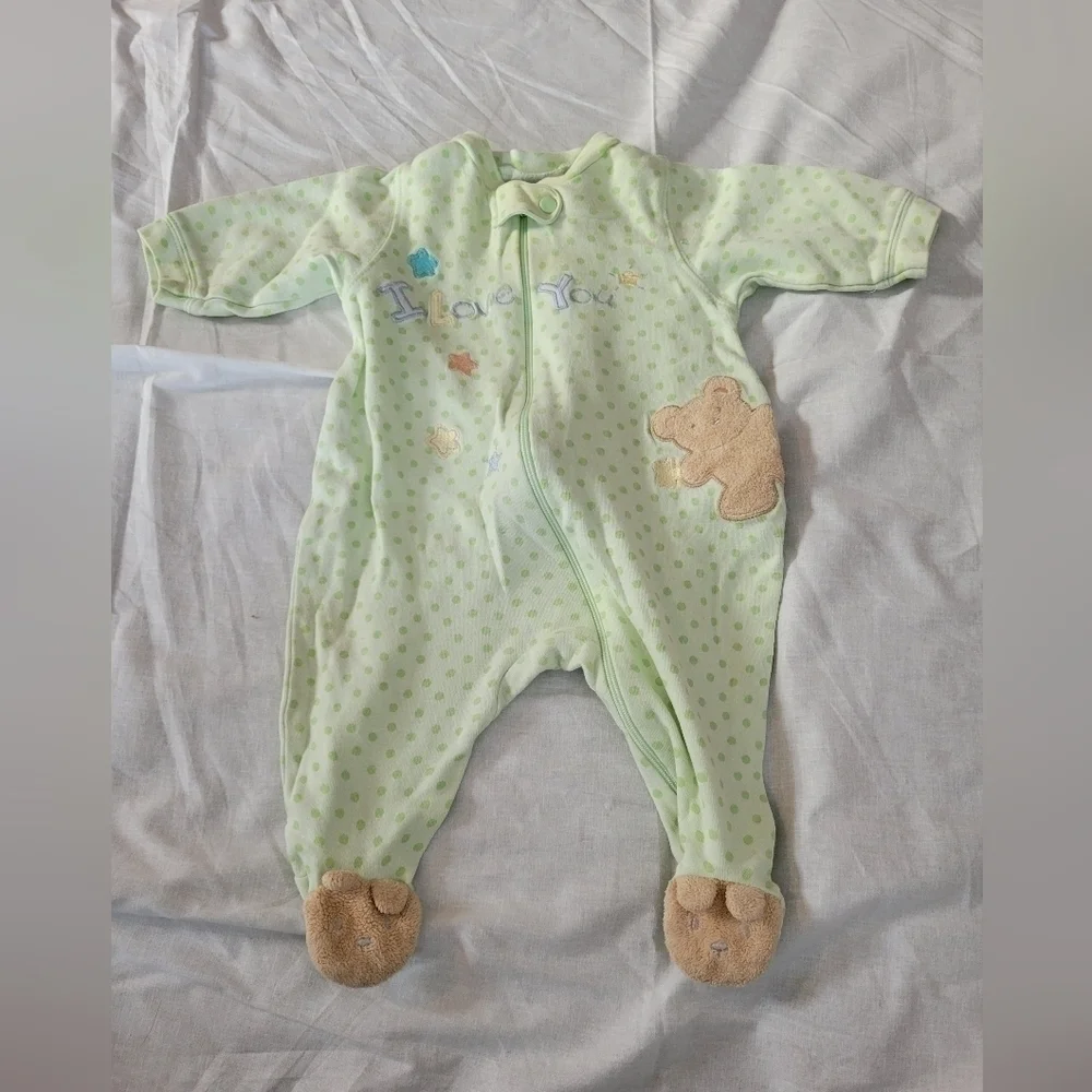 Just Born VTG green teddy bear 